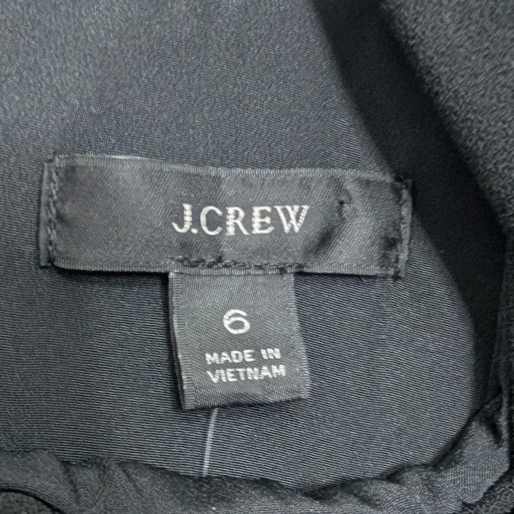 J. Crew Dress 6 Black A Line Ruffle Collared Long Sleeve